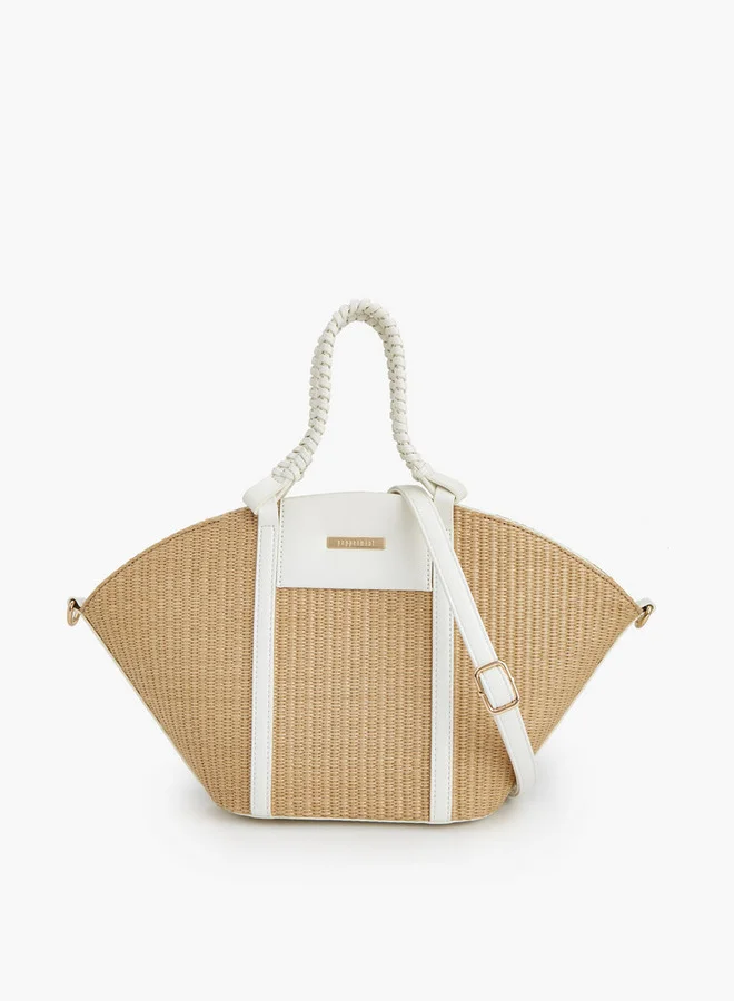 Peppermint Textured Tote Bag With Double Handle